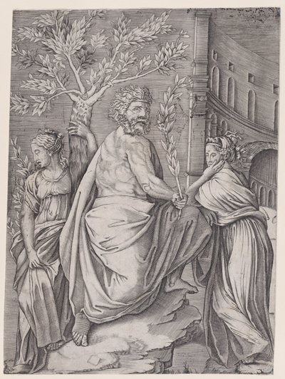 Mannen med lagergren, ca. 1514-36. av Agostino Veneziano