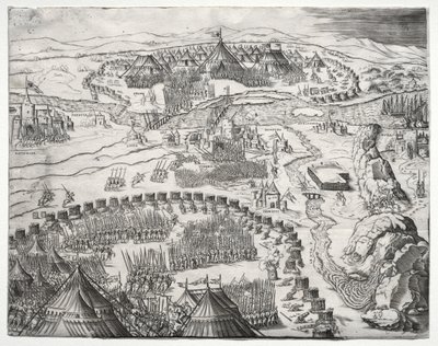 Arméernas position och läger av Charles V och Soliman II av Agostino Veneziano