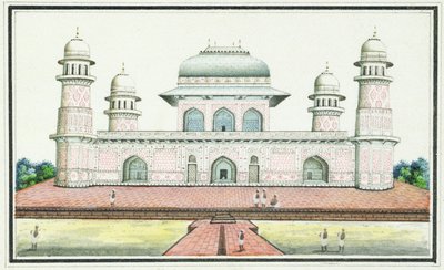 Itimad-Ud-Daulas grav, nära Agra, ca 1830-talet (wc, bläck och penna på papper) av Agra School
