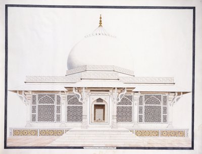 Den vita marmorgraven av Seliem Chistie, ca. 1815 (penna, penna och bläck, w/c) av Agra School