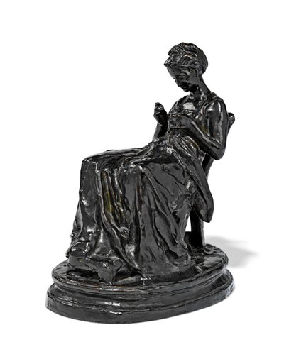 La Brodeuse, sent 1800 - tidigt 1900-tal (brons) av Aime Jules Dalou