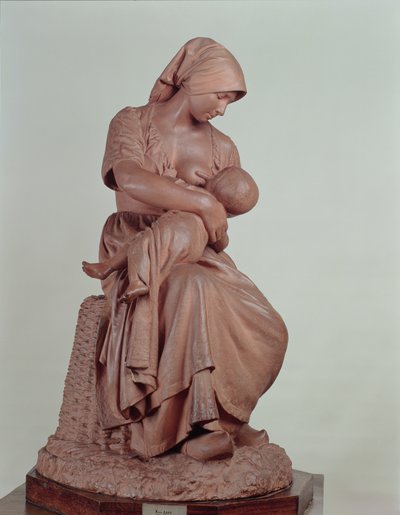 Bondekvinna som ammar ett spädbarn, 1873 (terrakotta) (se 183878 för detaljer) av Aime Jules Dalou