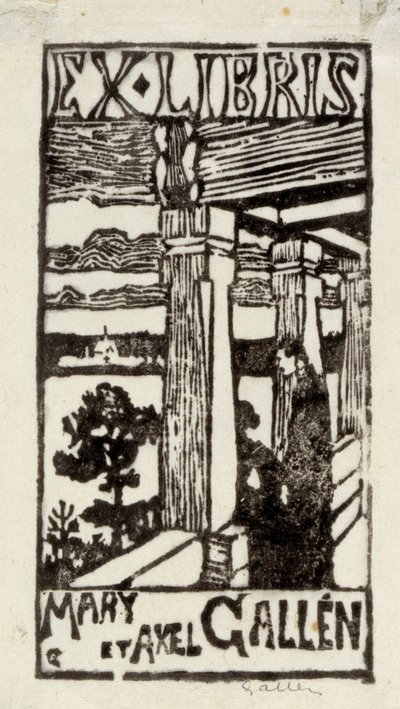 Exlibris för Mary och Axel Gallén av Akseli Gallen-Kallela