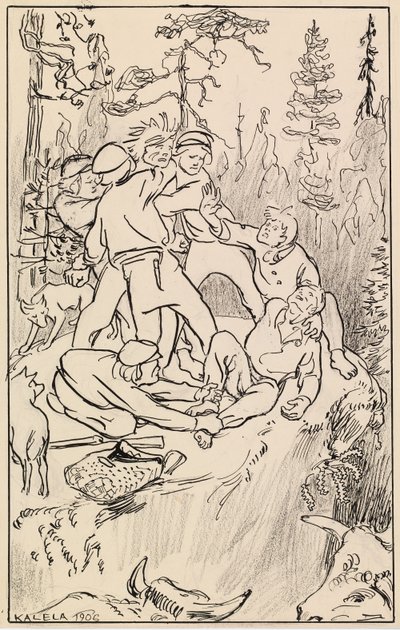 Strid på Hiidenkivi-klippan av Akseli Gallen-Kallela