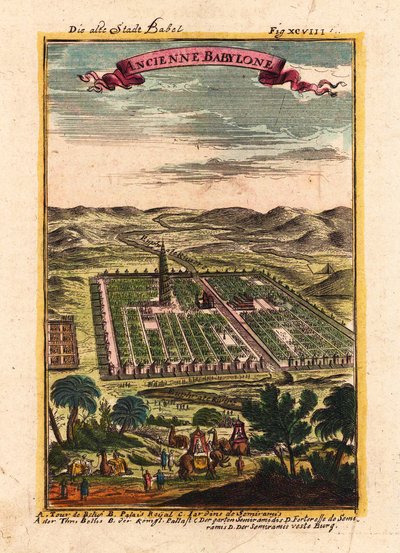 Den antika staden Babylon, 1719 av Alain Manesson Mallet