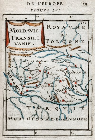 Karta över Rumänien 1683 av Alain Manesson Mallet