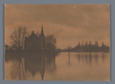 Utsikt över ett hus på landet eller ett litet slott på vattnet, Nederländerna av Alb. Kapteijn (attributed to)