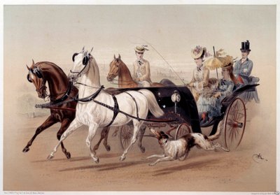 A Victoria Car and the horses of Tarbes Tryck av Albert Adam (1833-?) 1800-talets Paris, Musee Carnavalet av Albert Adam