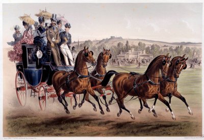Postkärra, återkomsten av tävlingar Tryck av Albert Adam (1833-?) 1800-tal Paris, Musee Carnavalet av Albert Adam