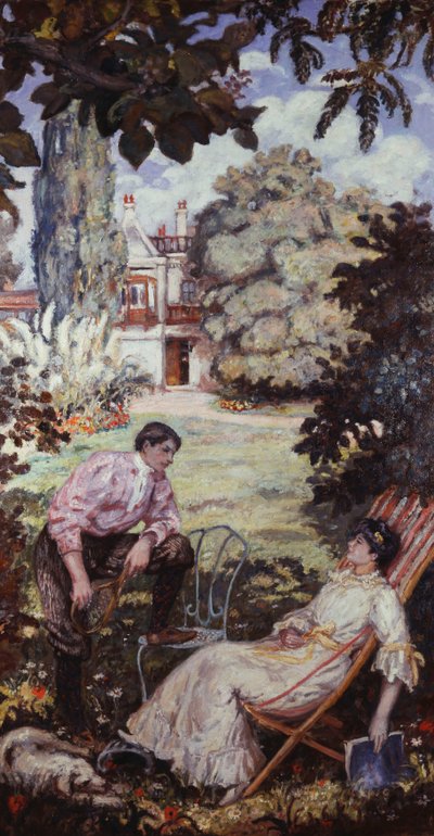 Ett samtal i trädgården; La Conversation au Jardin av Albert Andre
