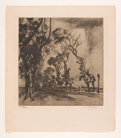 Landskap med allé mot Oostende av Albert Baertsoen (signed by artist)
