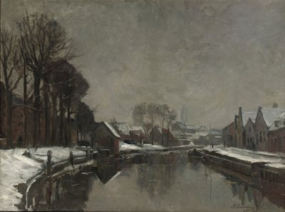 En belgisk stad på vintern, 1912 av Albert Baertsoen