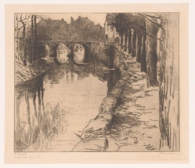 Gammal bro över en kanal i Diksmuide Vieux Pont (titel på objekt) Gammal bro i Diksmuide av Albert Baertsoen
