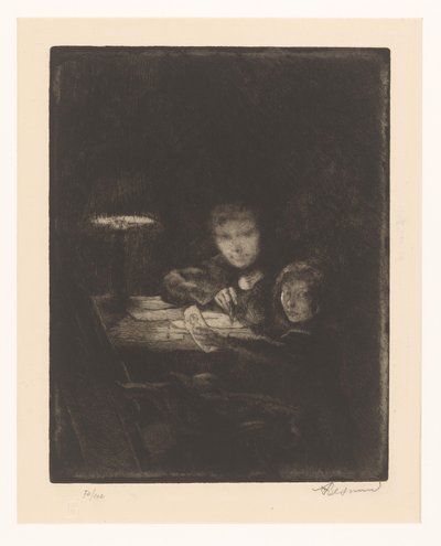 Rita barn i skymningen av Albert Besnard (signed by artist)