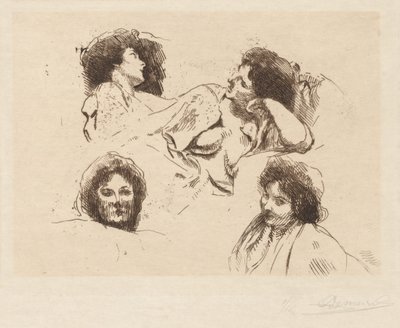 Four Heads of Women: Studie för "The Happy Island" av Albert Besnard