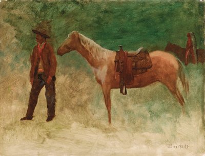 Stående Cowboy med häst av Albert Bierstadt