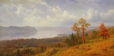 Utsikt över Hudson med utsikt över Tappen Zee mot Hook Mountain, 1866 av Albert Bierstadt