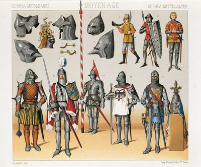 Illustration från Auguste Racinets historiska kostymer, volym IV av Albert Charles August Racinet
