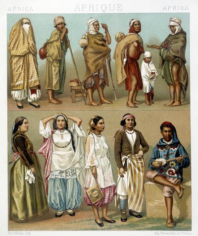 Illustration i "Den historiska kostymen" av Racinet av Albert Charles August Racinet