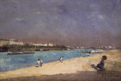 Utsikt över Paris utkanter från Pont National, 1882 av Albert Charles Lebourg
