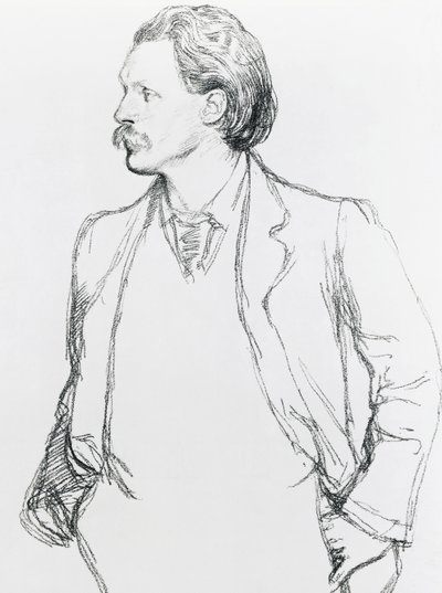 Porträtt av George Gissing, engelsk romanförfattare av Albert Daniel Rutherston
