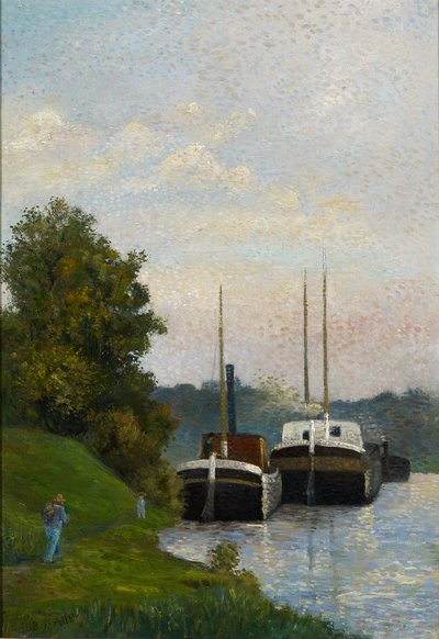 Pråmar på Seinen av Albert Dubois Pillet