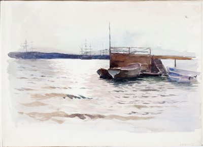 Båtar vid bryggan av Albert Edelfelt