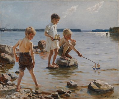 Pojkar som leker vid stranden (Barn som leker vid stranden) av Albert Edelfelt