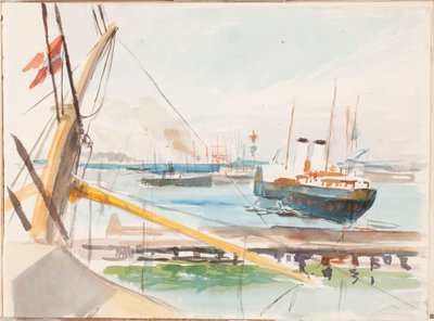 Från Köpenhamns hamn, skiss av Albert Edelfelt