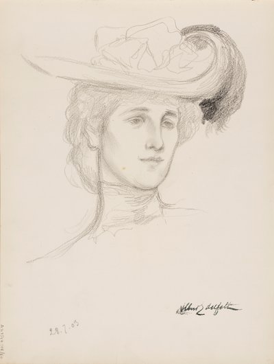 Kvinna med hatt (Mme Flore Deschamps) av Albert Edelfelt