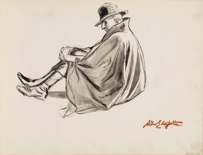 Sittande man i slängkappa av Albert Edelfelt