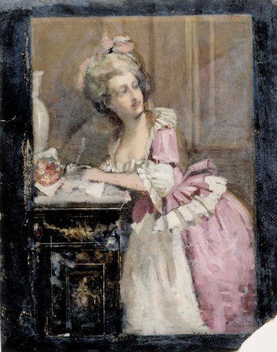 ”Skrivande dam”, Studie II till ”Rokokodamen” av Albert Edelfelt