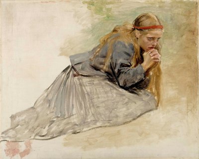 Maria Magdalena på knä, studie till ”Kristus och Maria Magdalena” av Albert Edelfelt