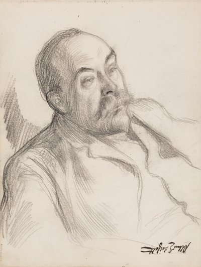 Skiss av manligt porträtt av Albert Edelfelt