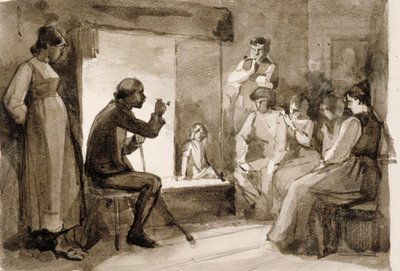Pistols berättelser, kompositionsstudie II. Illustrationer till Julqvällen (julafton) av J. L. Runeberg av Albert Edelfelt