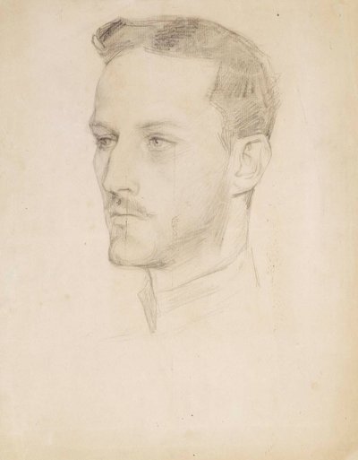 Porträttstudie av prins Carl, huvud av Albert Edelfelt