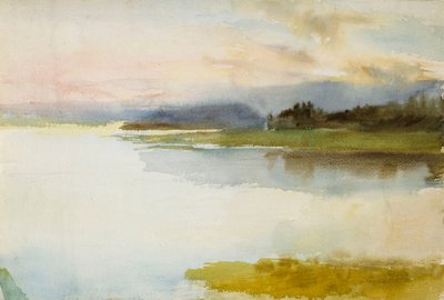 Havskust på kvällen; Landskap, kväll av Albert Edelfelt