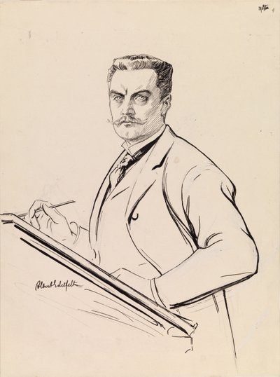 Självporträtt vid skrivbordet av Albert Edelfelt