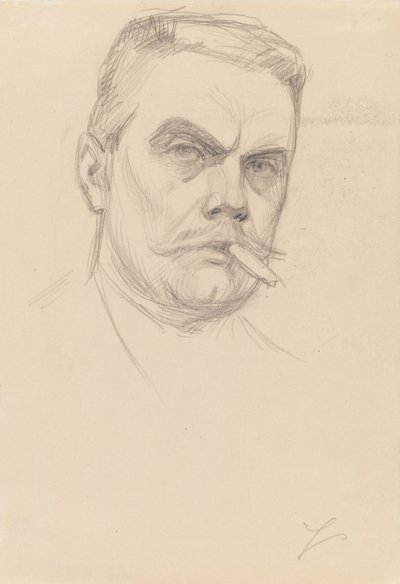 Självporträtt med cigarr av Albert Edelfelt