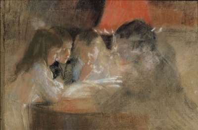 Familjen Brandts barn (Vid lampan) av Albert Edelfelt