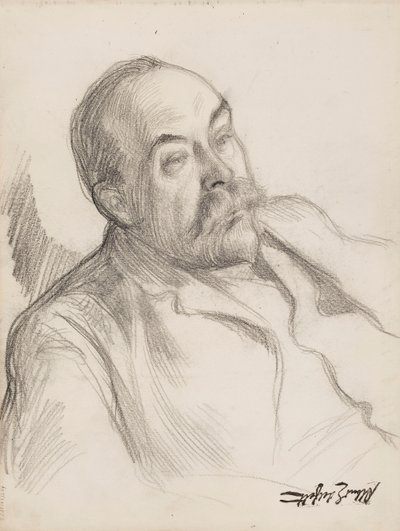 Skiss av manligt porträtt av Albert Edelfelt