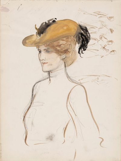 Kvinna med hatt på huvudet av Albert Edelfelt