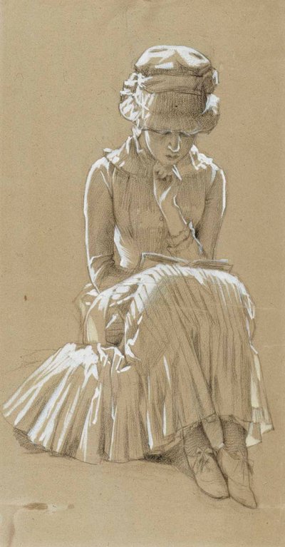 Sittande ung flicka, studie till ”Under björkarna” av Albert Edelfelt