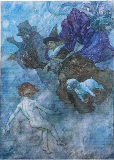Alla skrålande och skrikande åt honom "look ahead, only look ahead", från The Water Babies pub. av Humphrey Milford Oxford University Press, c.1930 (färg litho) av Albert Edward Jackson