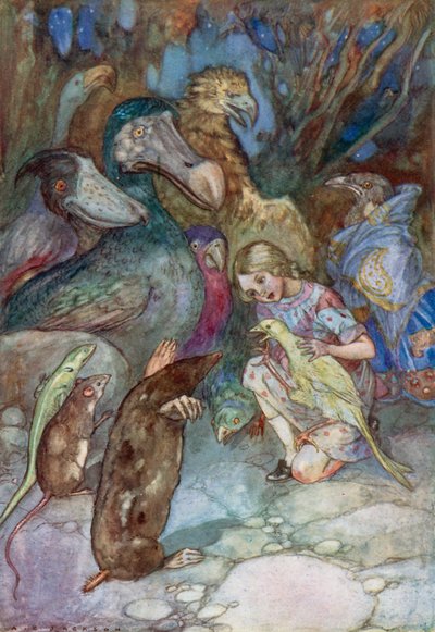 Illustration för Alice i Underlandet (färg litho) av Albert Edward Jackson