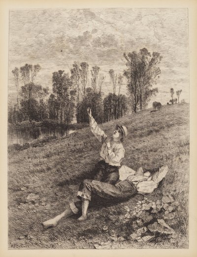 Untitled (Pojkar som flyger en drake) av Albert Fitch Bellows