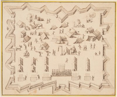 要塞のある軍事キャンプの鳥瞰図 スウェーデン語 av Albert Flamen