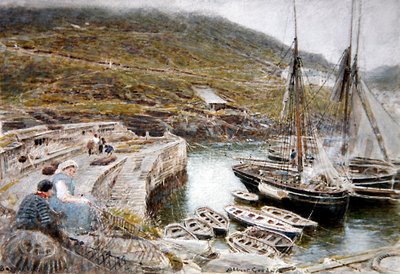 Boscastle (akvarell & kroppsfärg på papper) av Albert Goodwin