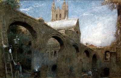Canterbury (penna och bläck med akvarell och kroppsfärg på papper) av Albert Goodwin