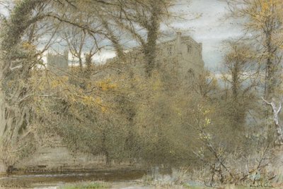 Christchurch, Hants (akvarell, kroppsfärg, olja, krita och bläck på papper) av Albert Goodwin